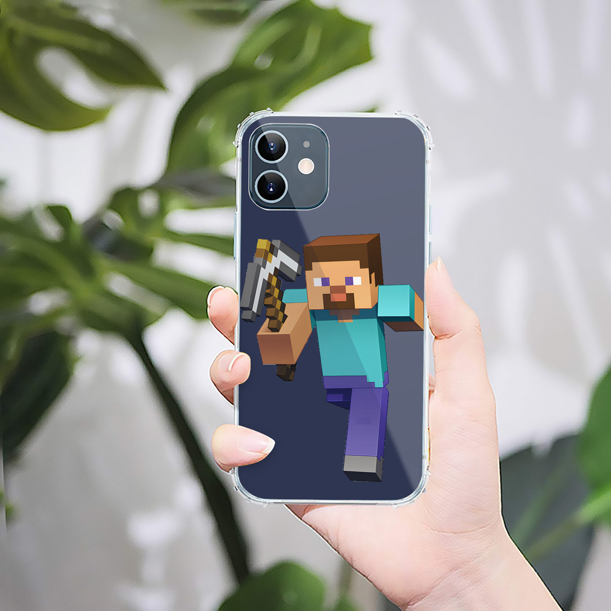 （画像用） マインクラフト ブロックの世界 Minecraft MC Block world 【iPhone 12シリーズ対応】透明スマホケース（クリアソフトケース）